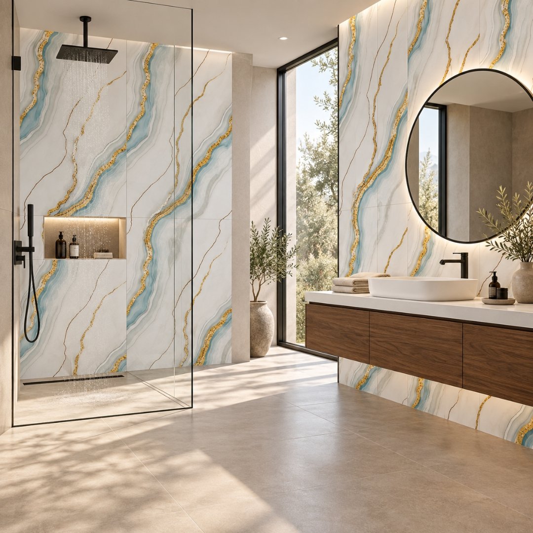 CA WILD SKY GOLD, marble-look wall tile for bathroom